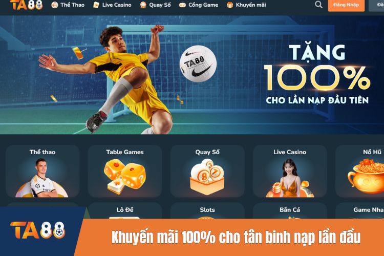 Khuyến mãi 100% cho tân binh nạp lần đầu