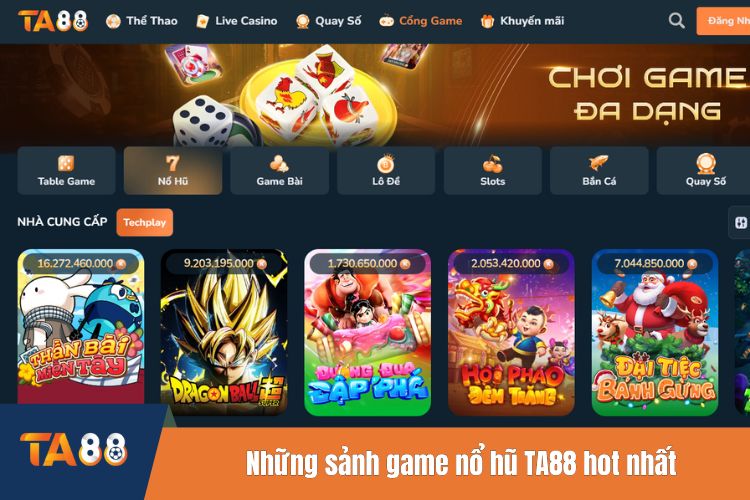 Những sảnh game nổ hũ TA88 hot nhất